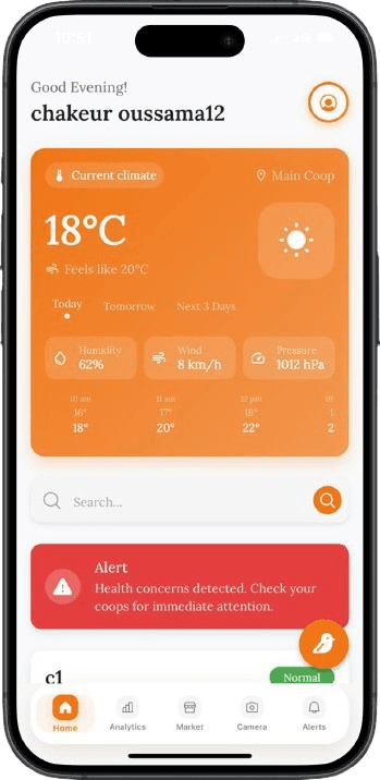 Poultrix mobile app dashboard